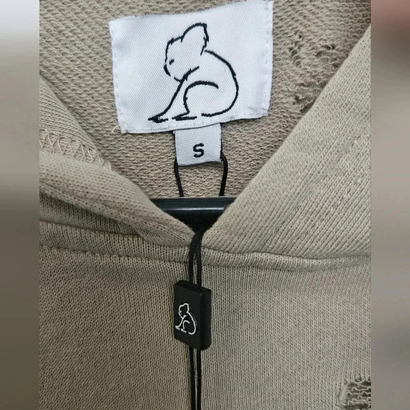 Kuwalla Lashes Distressed Grunge Hooded Sweatshirt Tan Sz Small Tan Nwt - Picture 8 of 14